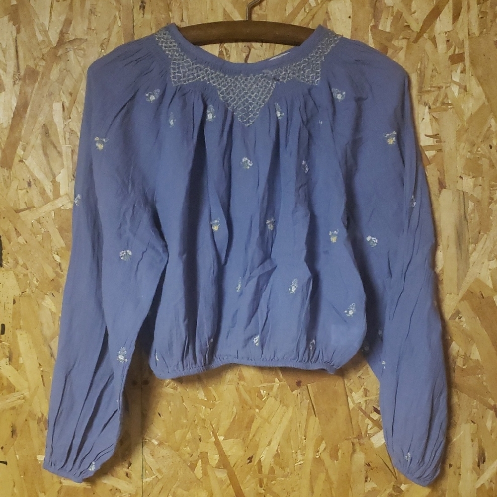 American Eagle Outfitters Lavender Embroidered Blouse